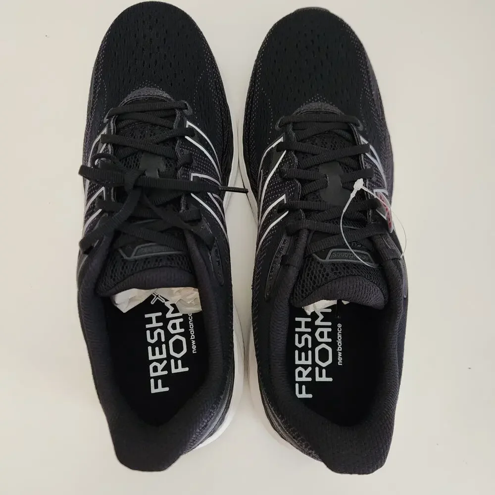 New Balance Men's Fresh Foam X 860 V12 Running Shoe, Black/White, 12.5 W